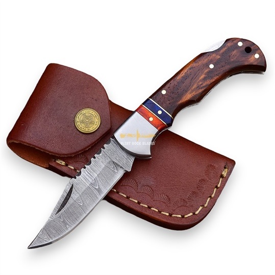 Damascus steel Blade Folding LOCK BACK Knife