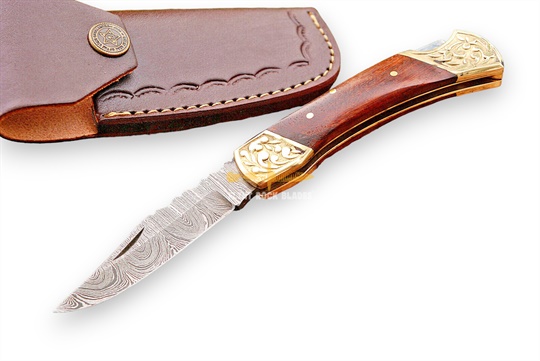 Damascus steel Blade Folding LOCK BACK Knife