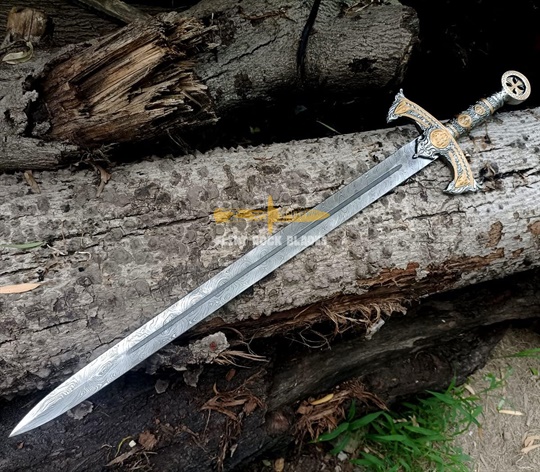 Handmade Templar Knights Sacred Holy Sword, Damascus Sword