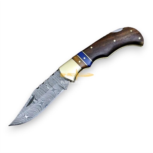 Damascus steel Blade Folding LOCK BACK Knife