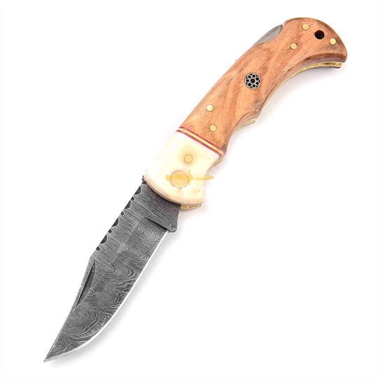 Damascus steel Lock Back Folding Knife 