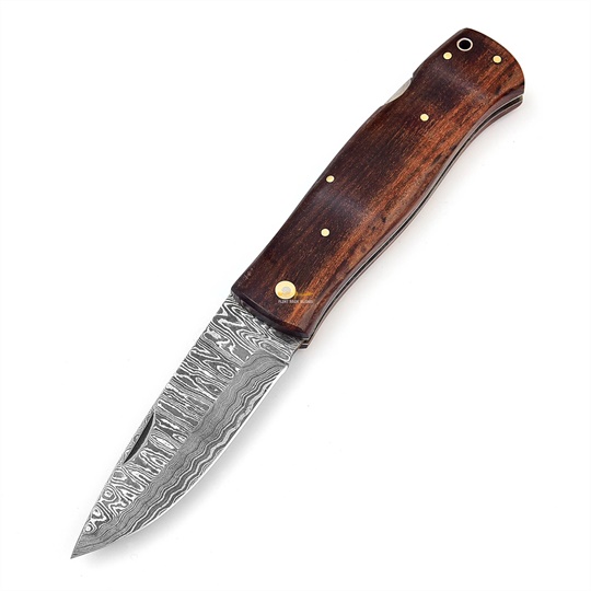 Damascus Steel Bushcraft Folder Knife