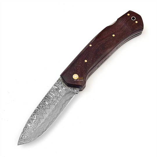 Damascus Steel Bushcraft Folder Knife