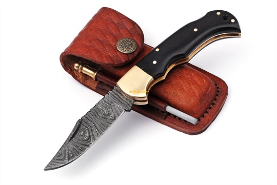 Damascus steel Lock back Folding knife 