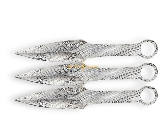 Damascus Steel Throwing Knives Set of 3pc