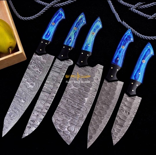 Damascus Steel Chef Knives Set (05 pc)