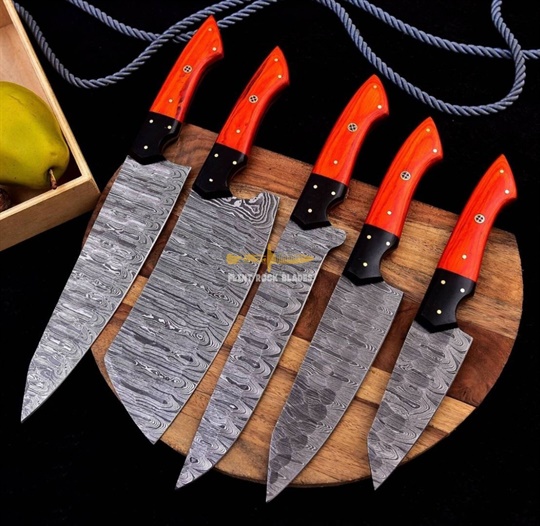 Damascus Steel Chef Knives Set (05 pc)