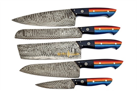 Damascus Steel Chef Knives Set (05 pc)