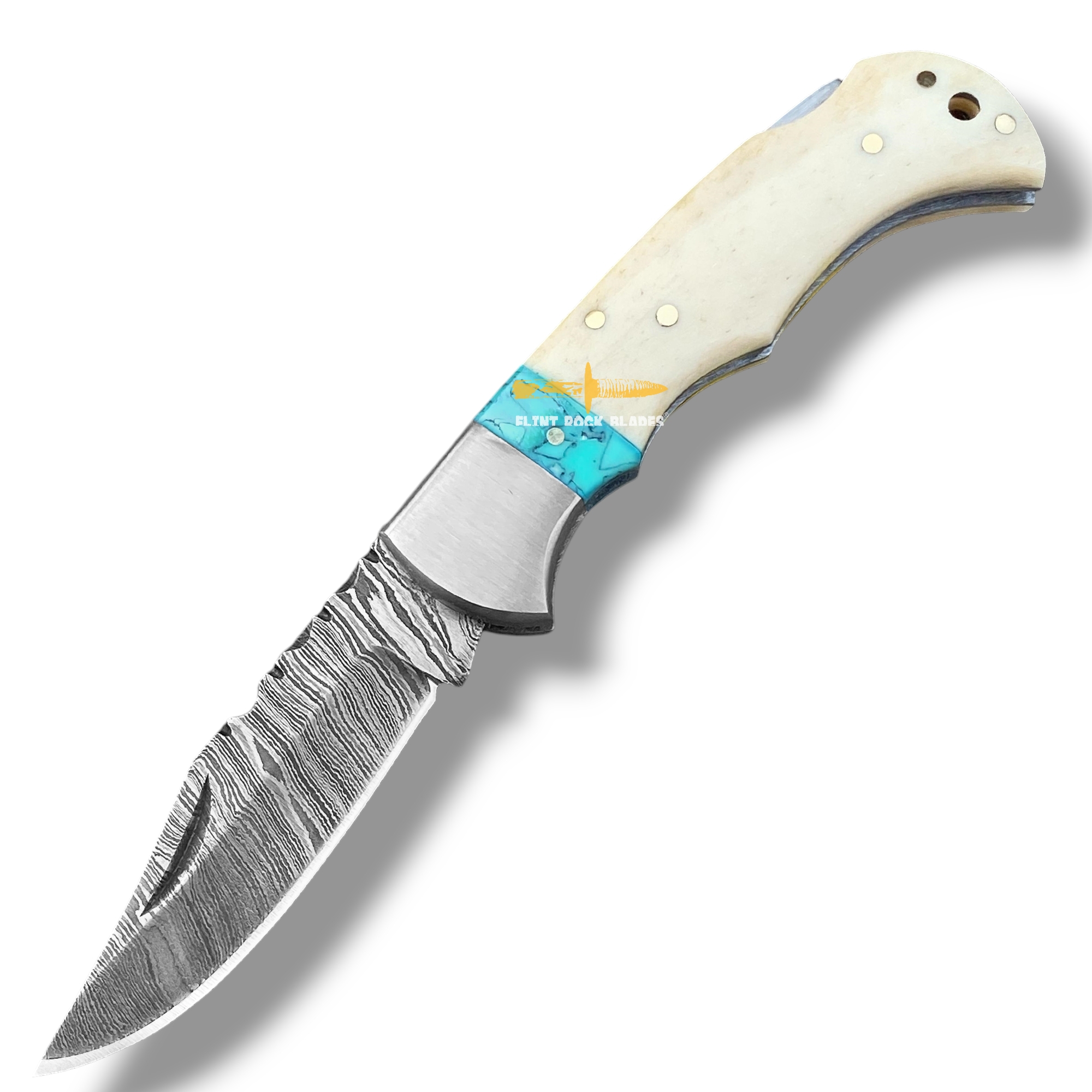 Damascus steel Lock Back Folding Knife 