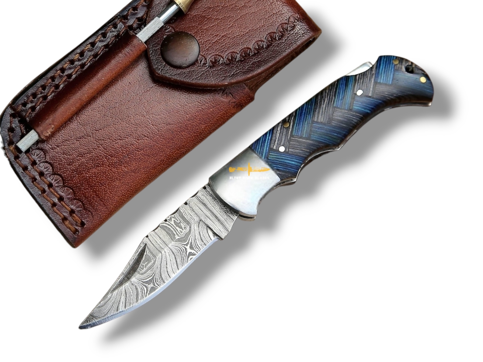 Damascus steel Lock Back Folding Knife 