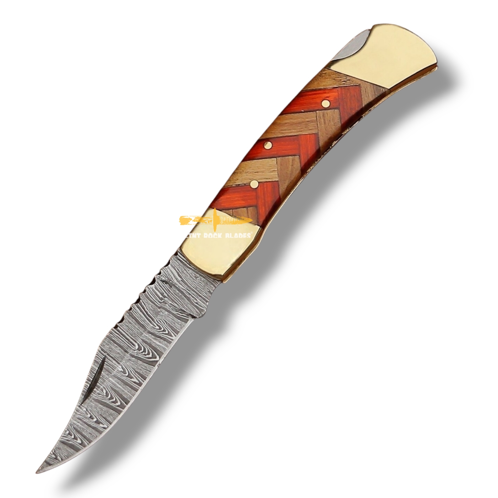Damascus steel Lock Back Folding Knife 