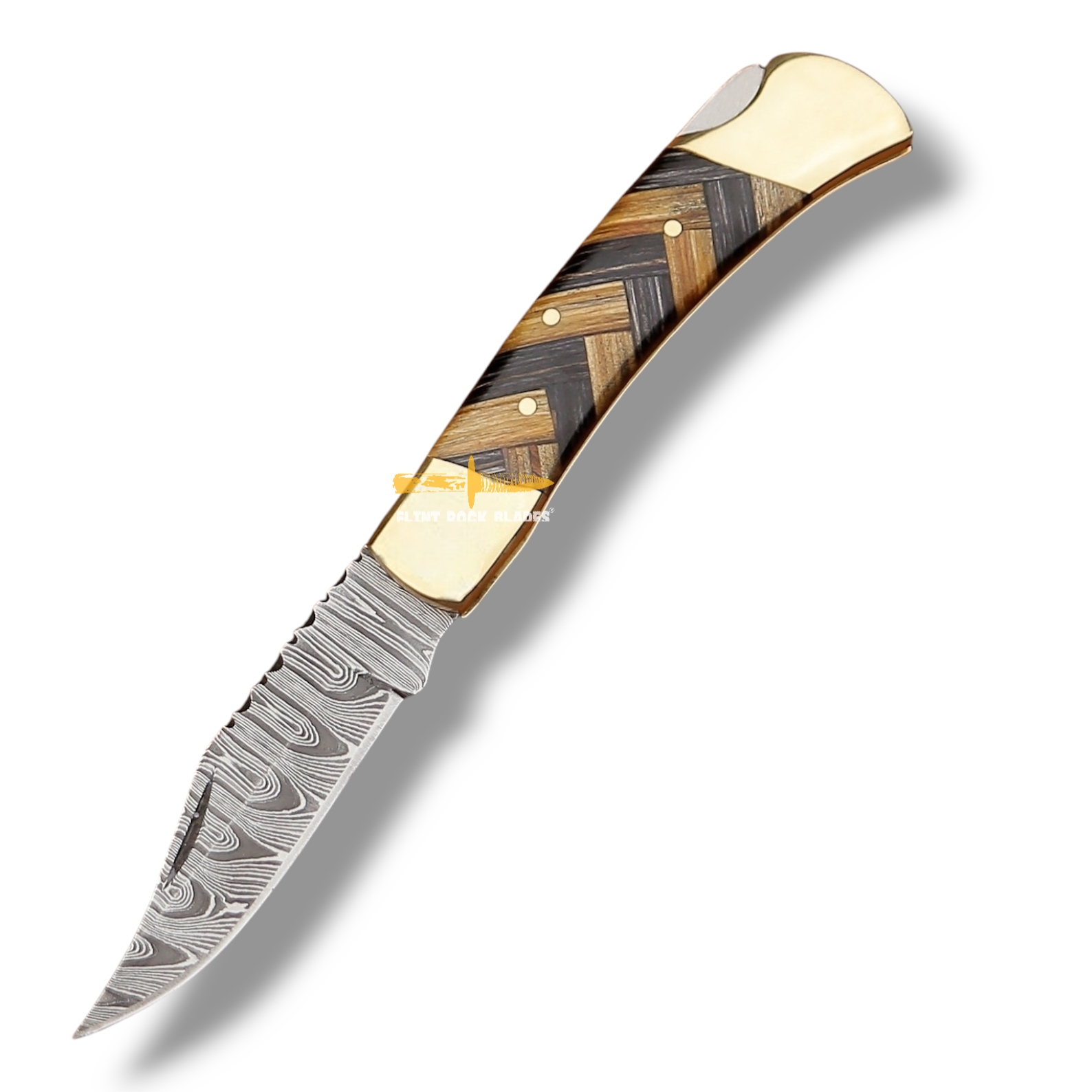 Damascus steel Lock Back Folding Knife 