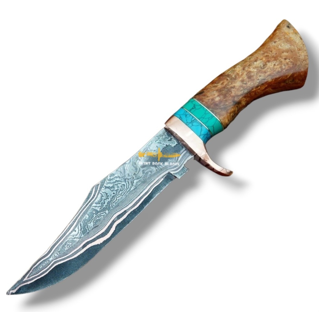 Copper Damascus steel Bowie knife 