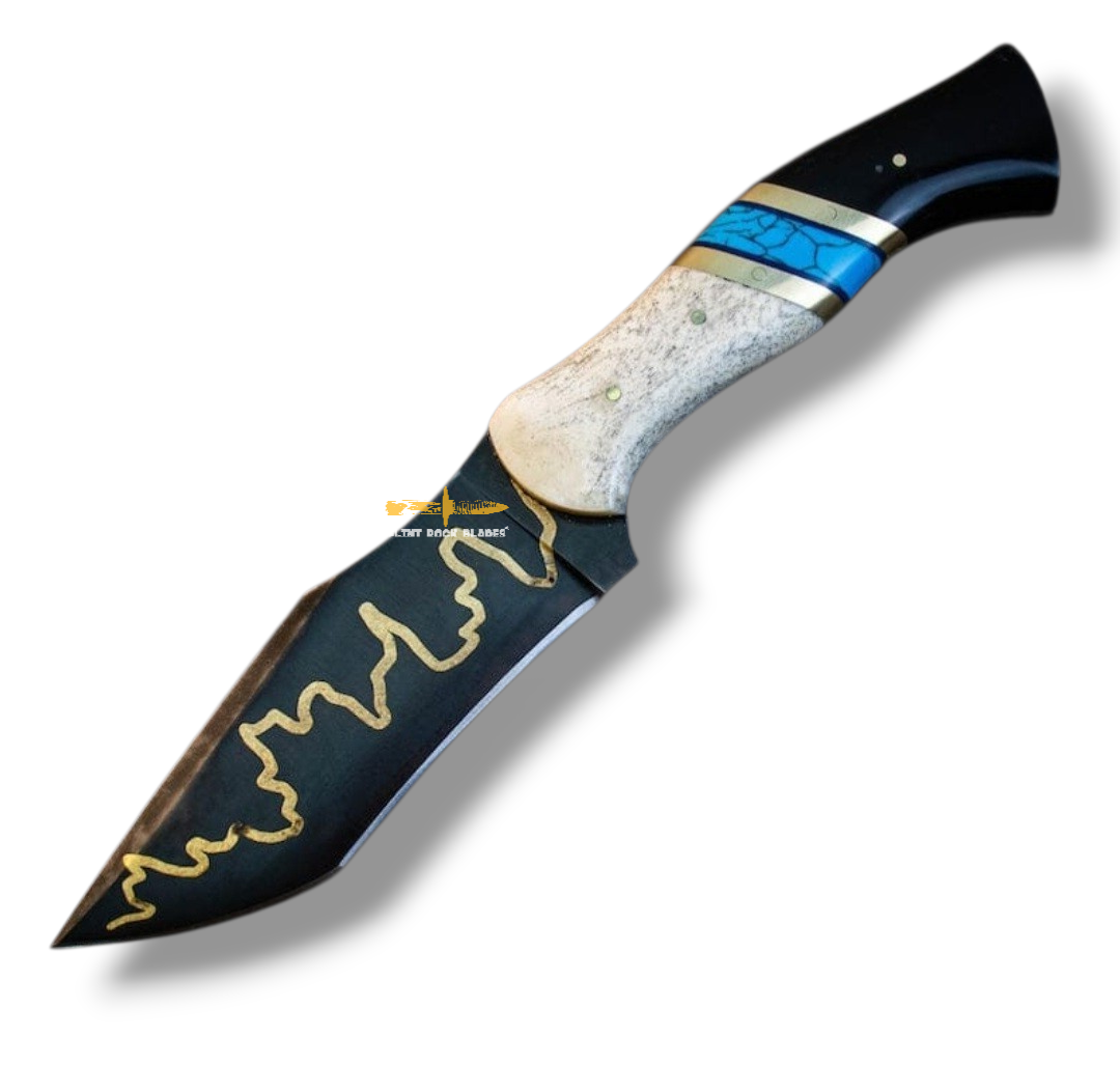 Stainless steel brass inlay Blade Tanto