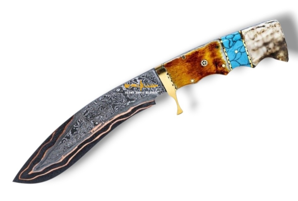 Copper Damascus steel Knife