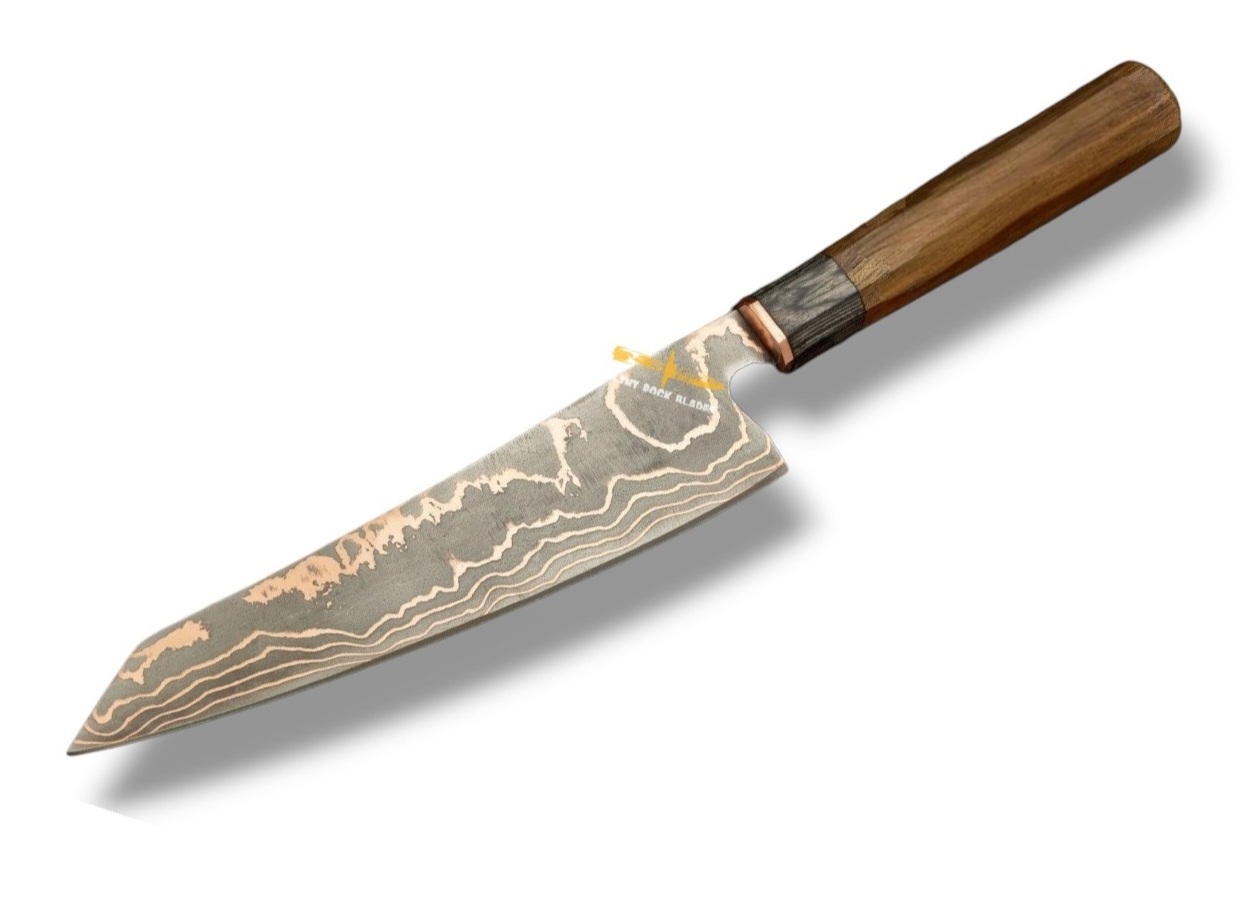 Copper Damascus chef knife