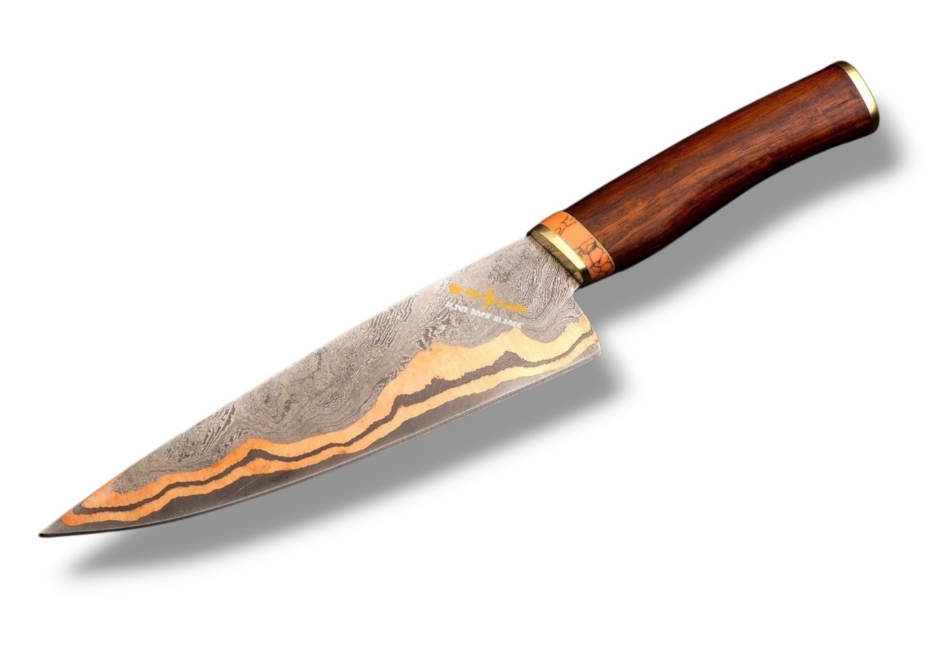 Copper Damascus chef knife