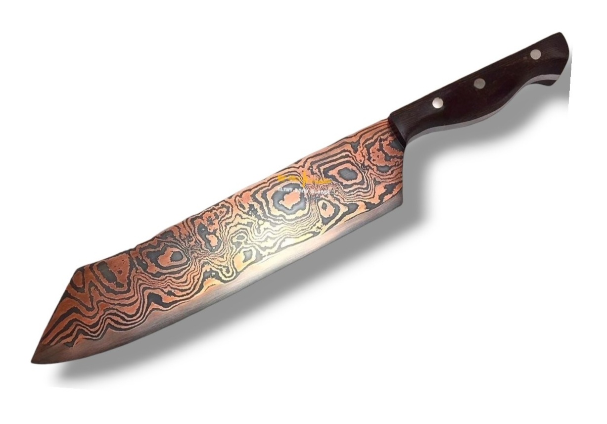 Copper Damascus chef knife