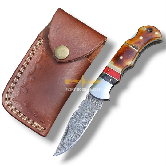 Damascus steel Blade Folding LOCK BACK Knife