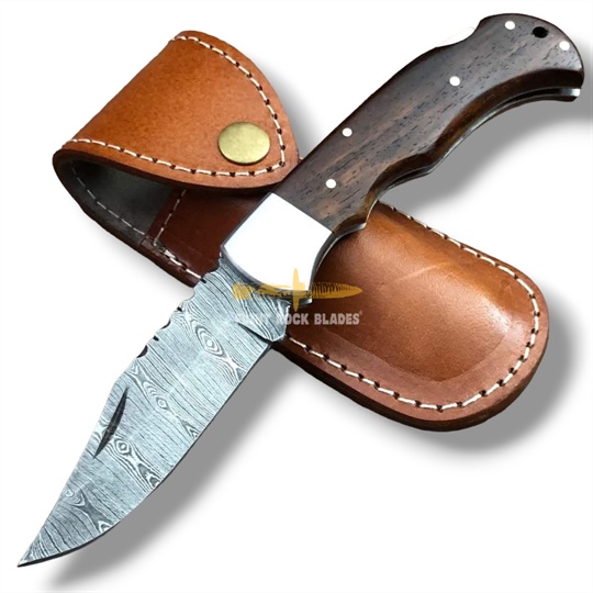 Damascus steel Blade Folding LOCK BACK Knife