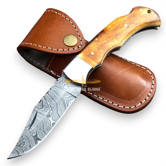 Damascus steel Blade Folding LOCK BACK Knife