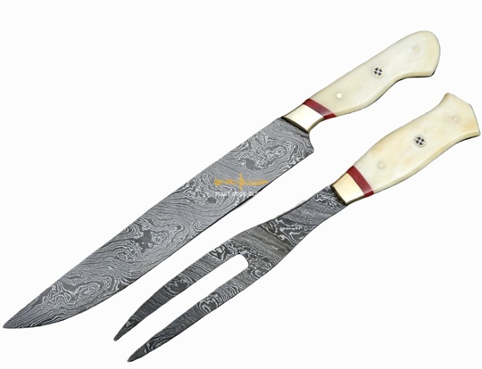 Damascus Steel Carving Set (2 pc)