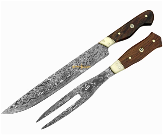 Damascus Steel Carving Set (2 pc)