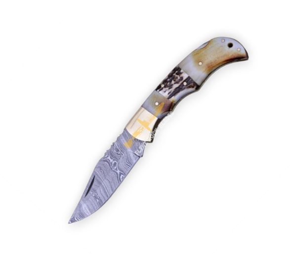 Damascus steel Blade Folding LOCK BACK Knife